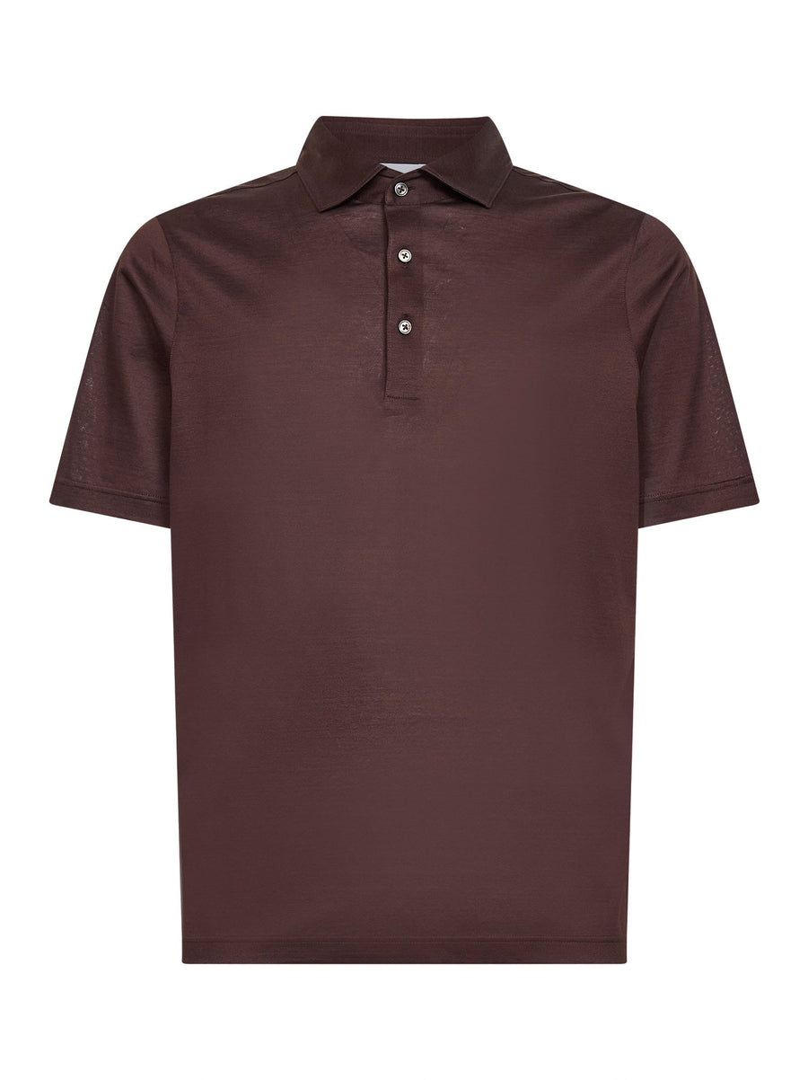 Jersey Polo Shirt Brown Cotton