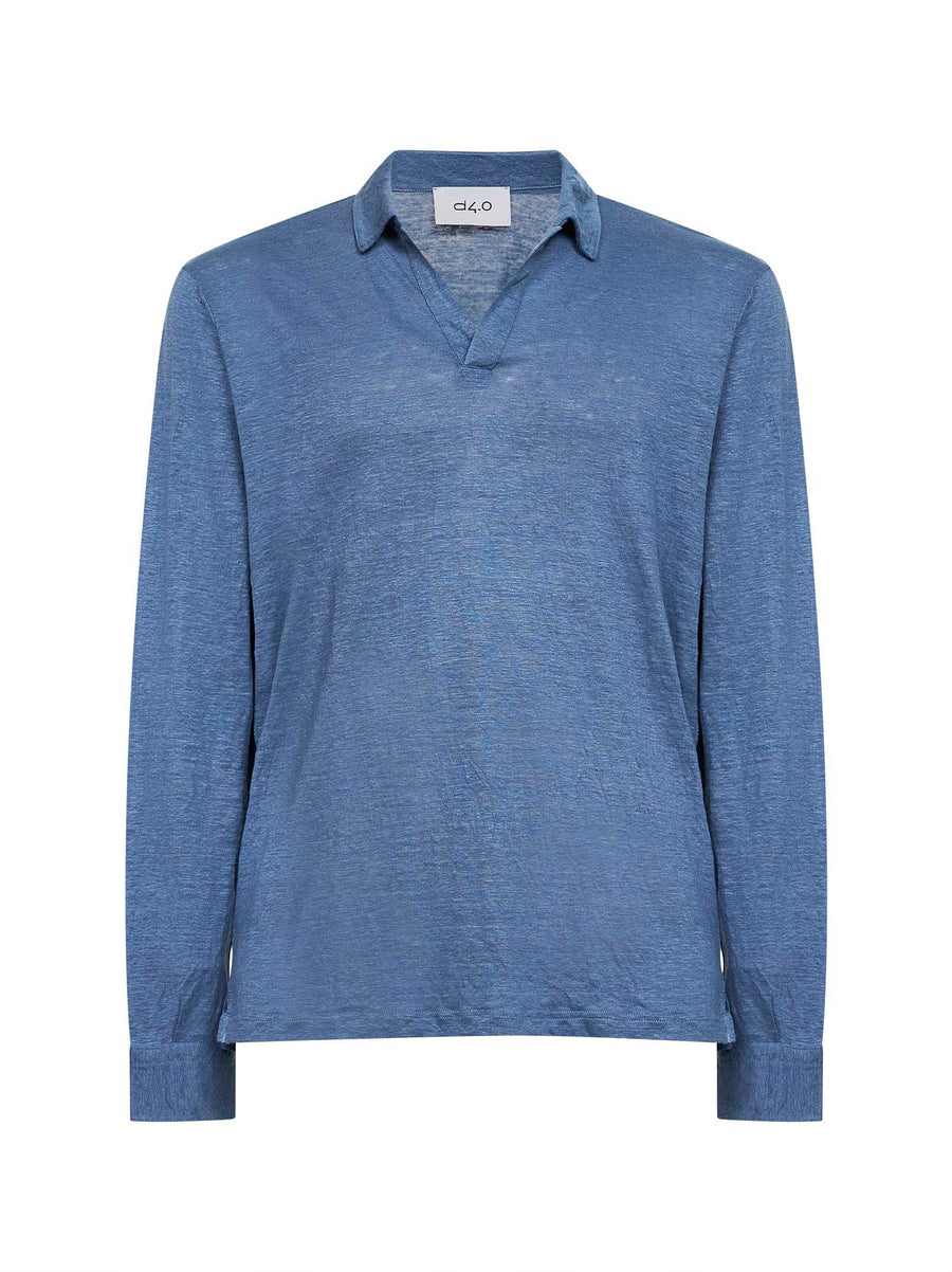 Polo Shirt Light Blue Linen