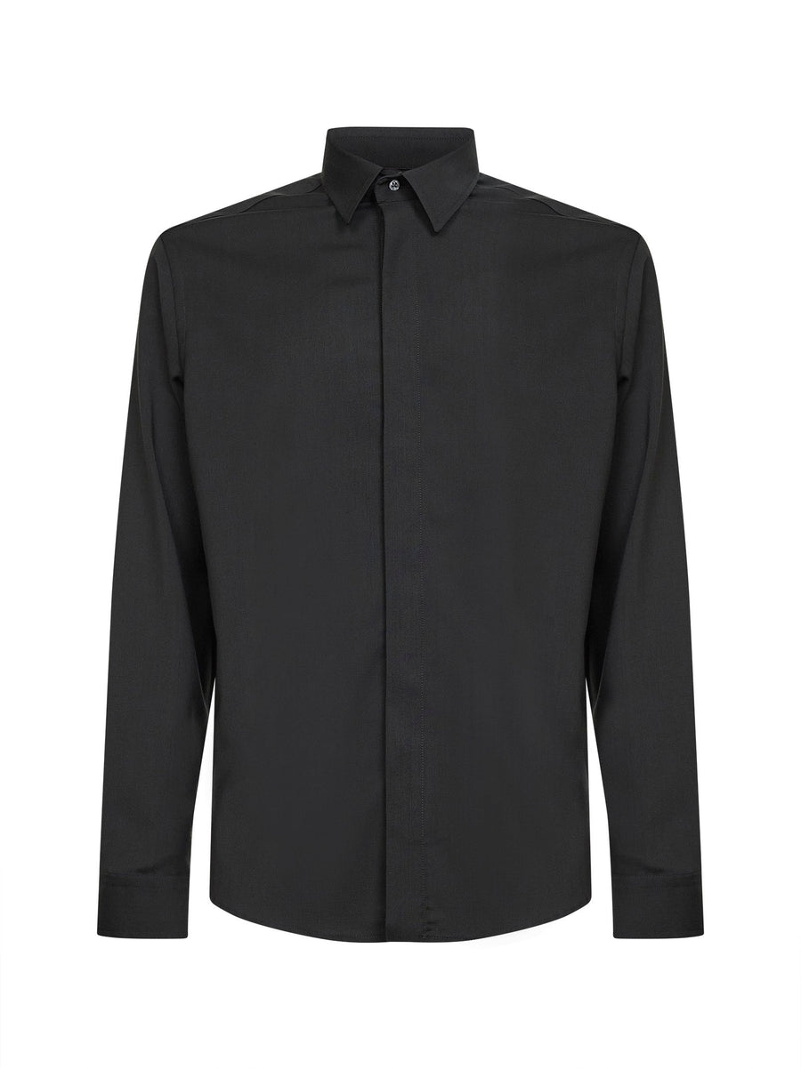 Shirt Charcoal Stretch Wool Blend Grey Virgin