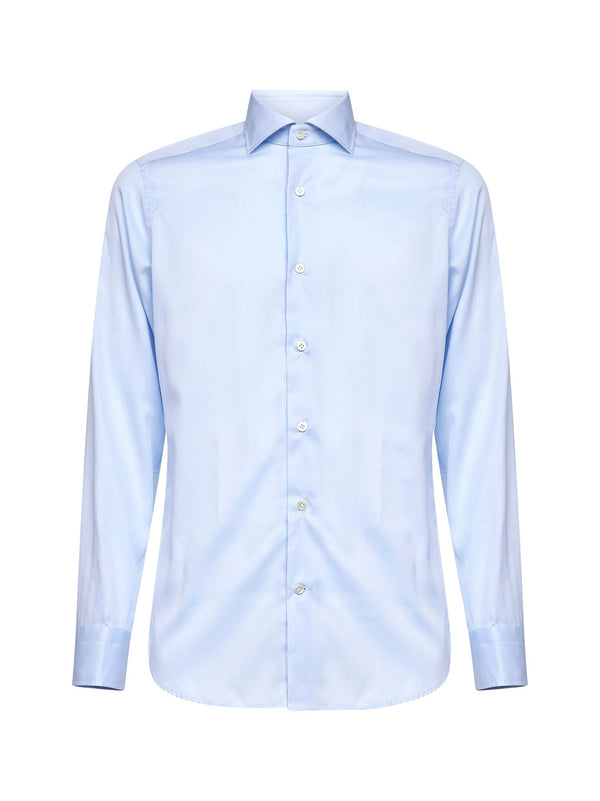 Light Blue Stretch Cotton Poplin Shirt
