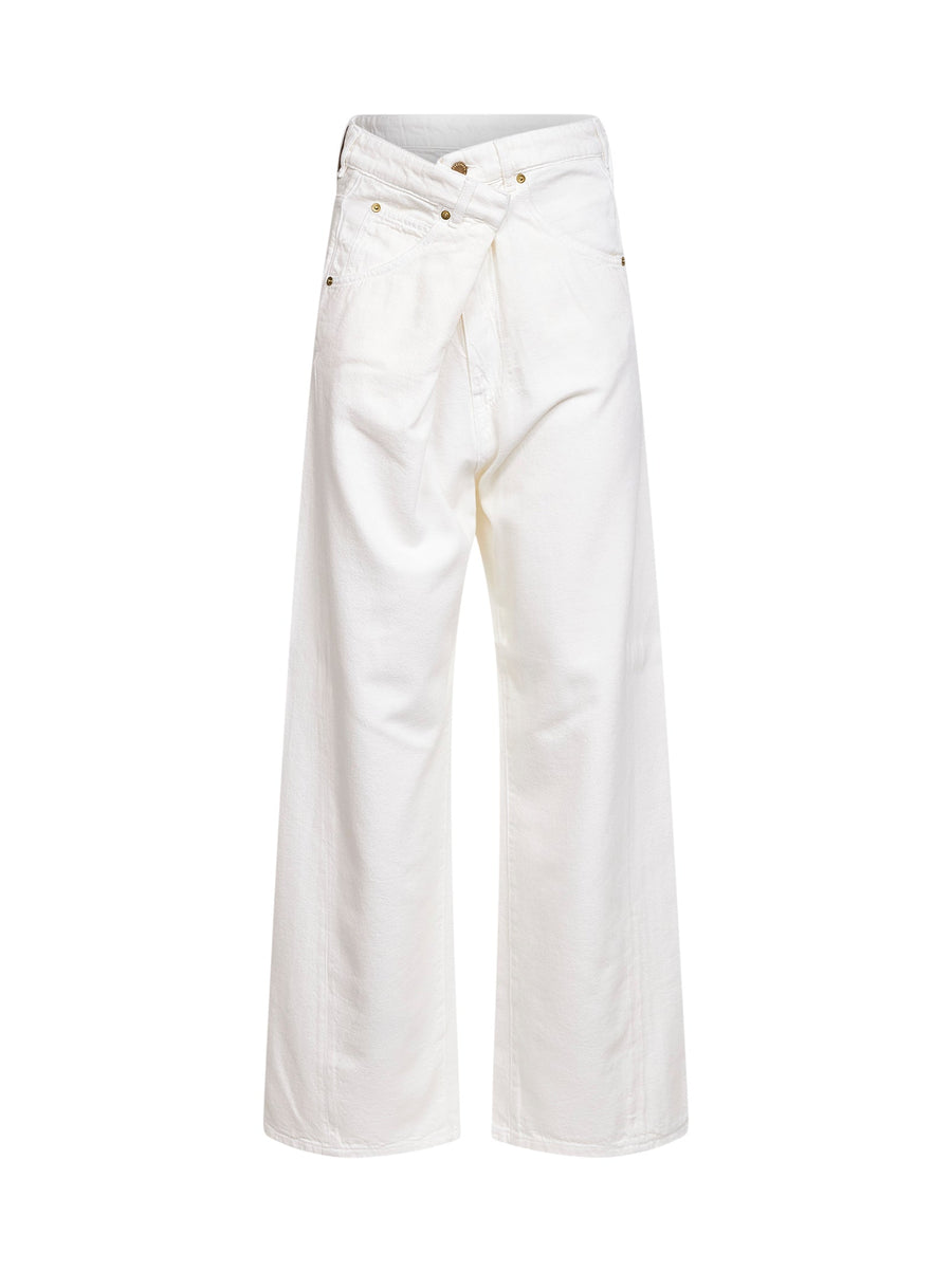 Jeans Ines Fold Over Waist White Cotton