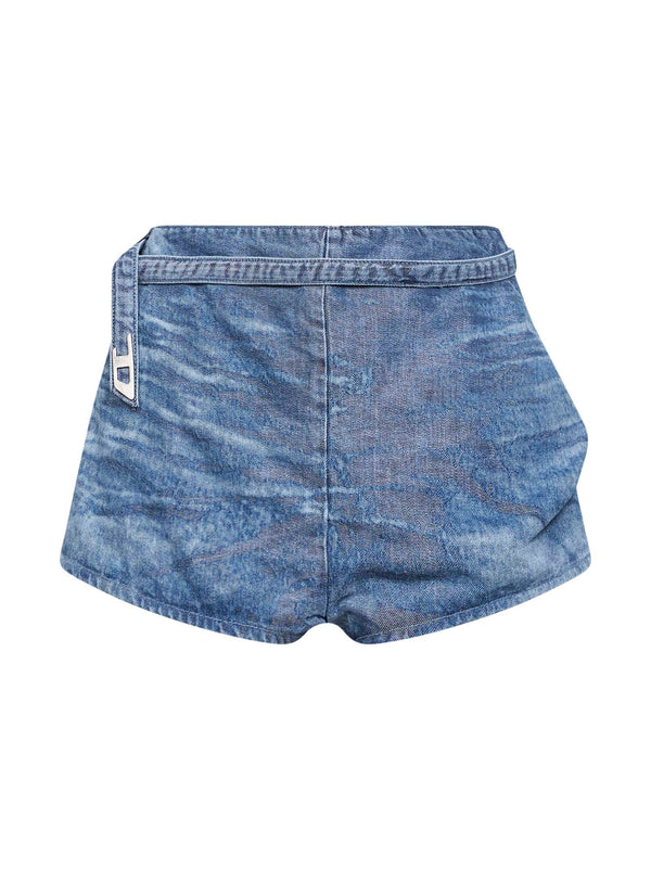 Blue Denim Satin Shorts Cotton