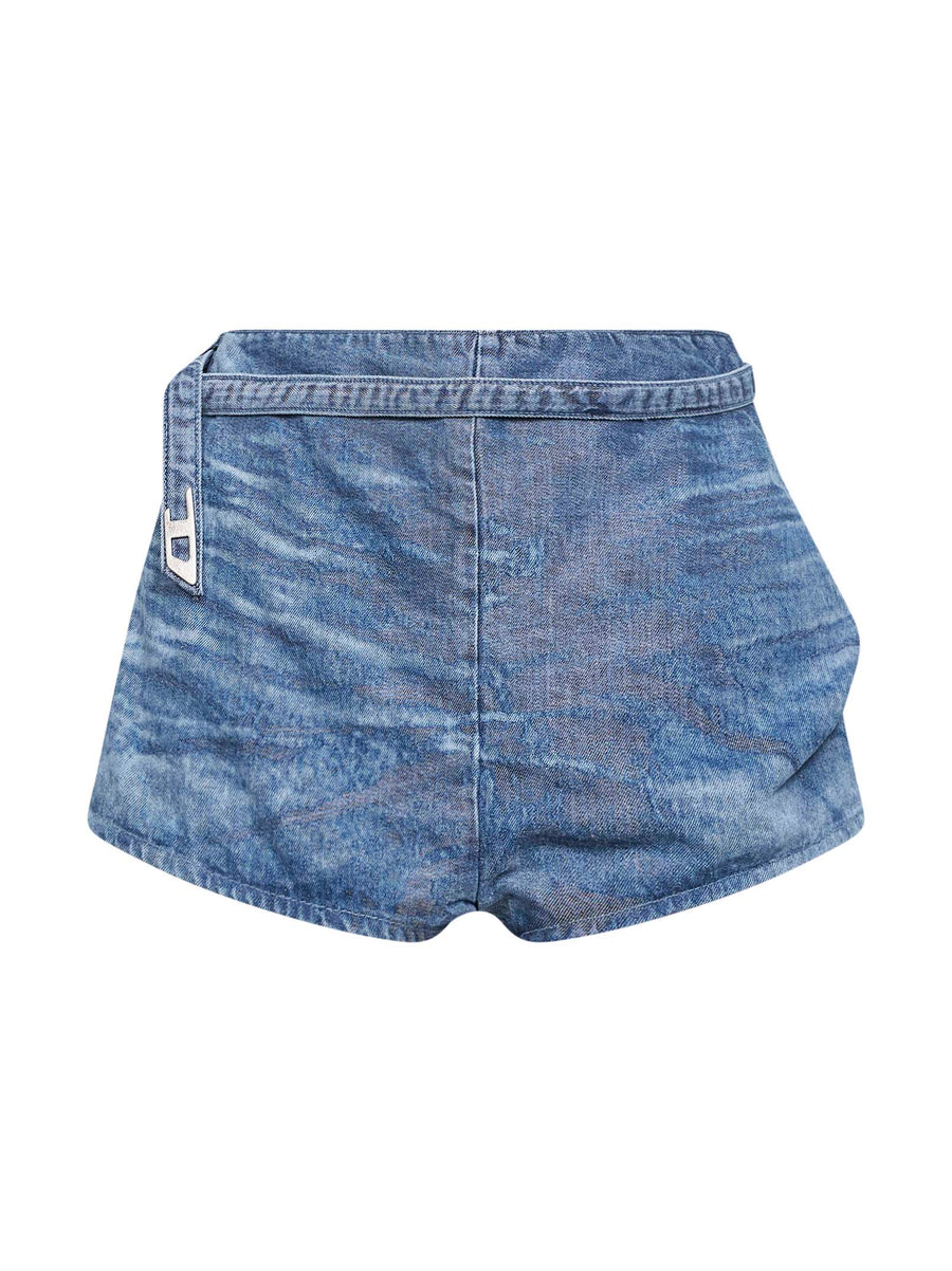 Blue Denim Satin Shorts Cotton