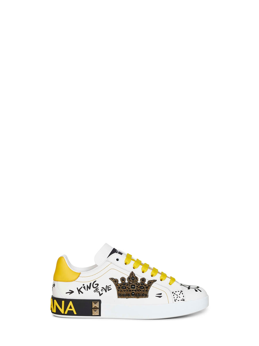 White Leather Portofino Sneakers Calf Trainers