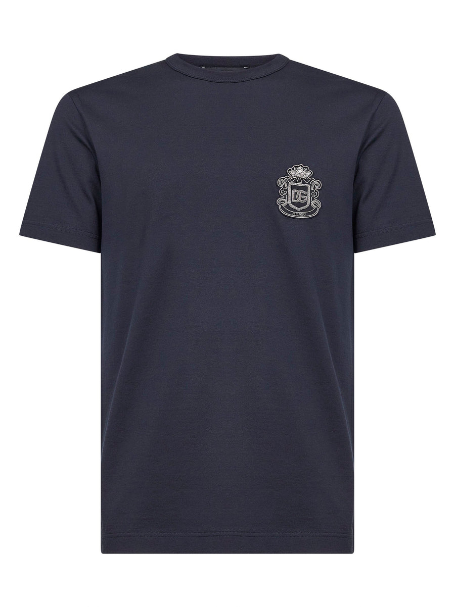 Blue Cotton Heraldic Patch T-Shirt T-shirts