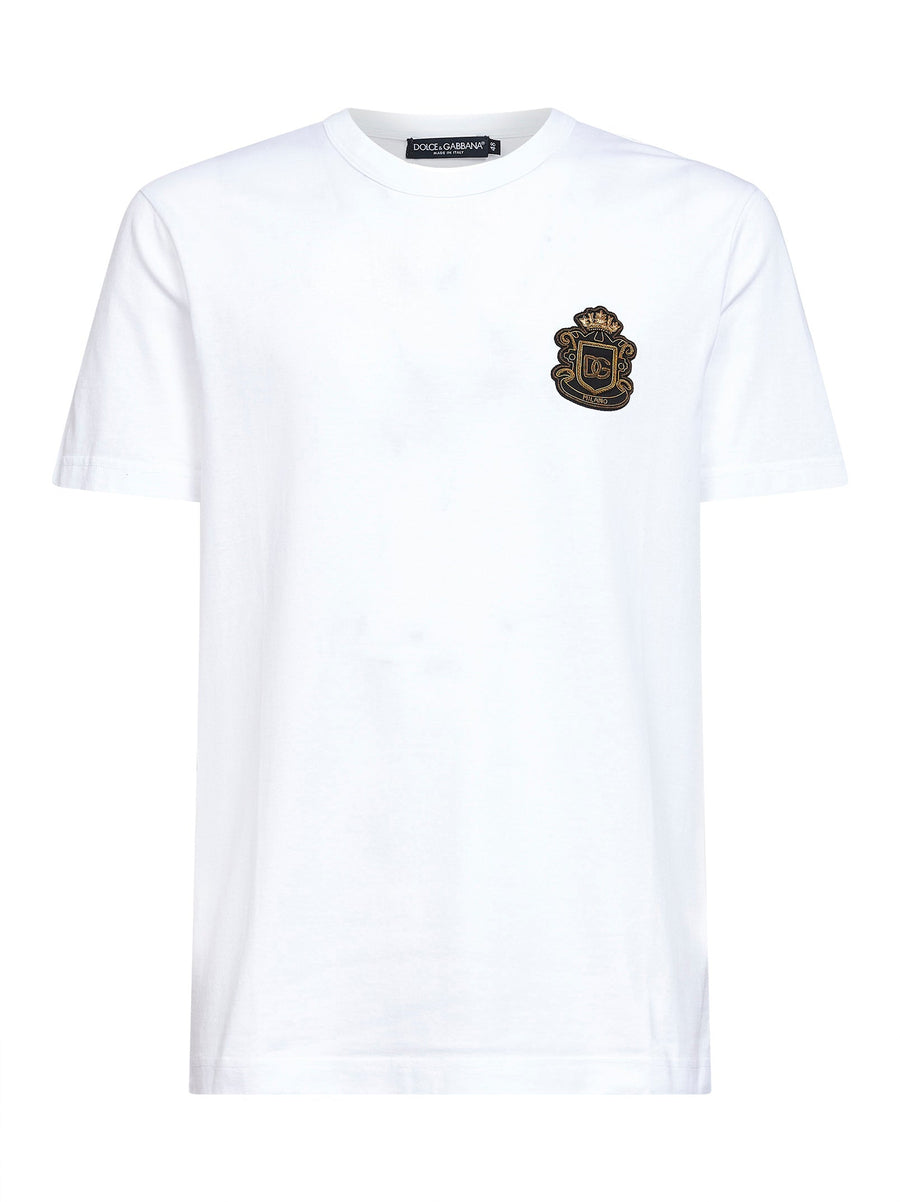 White Cotton Heraldic Patch T-Shirt T-shirts