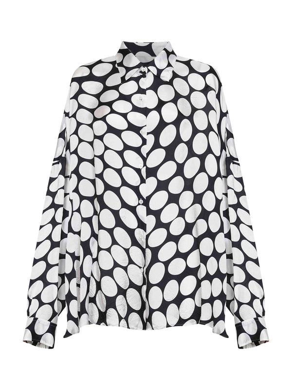 Shirt Black Viscose Soft Ellipses-Printed Multicolour Вискоза