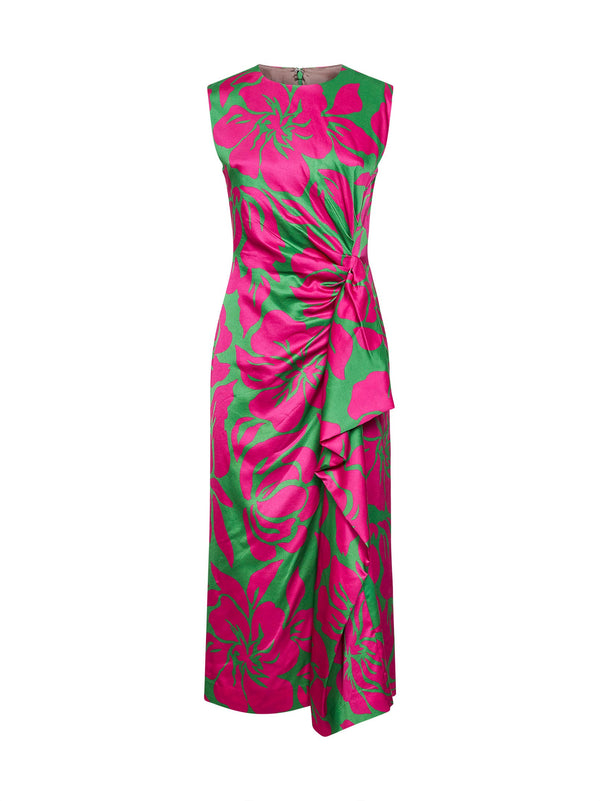 Midi Dress Floral-Print Viscose Multicolour