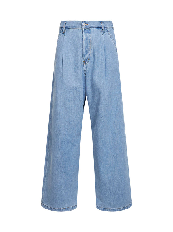 Jeans High-Rise Wide-Leg Light Blue Cotton