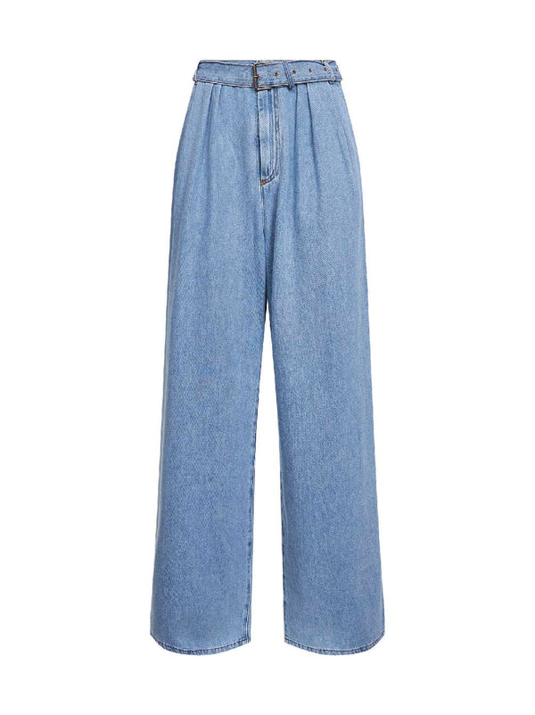Jeans Wide-Leg Light Blue Cotton