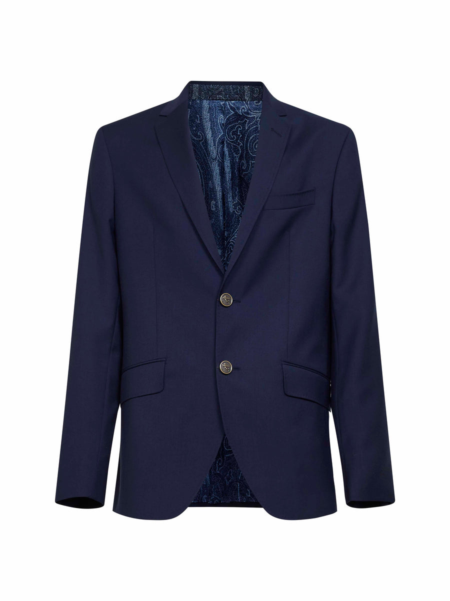 Blue Wool Single-Breasted Jacket