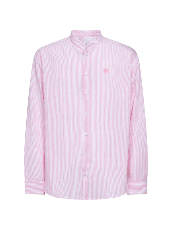 Pink Striped Seersucker Cotton Shirt
