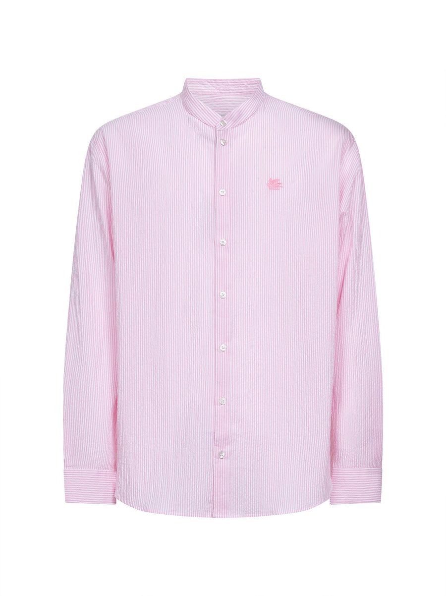 Pink Striped Seersucker Cotton Shirt