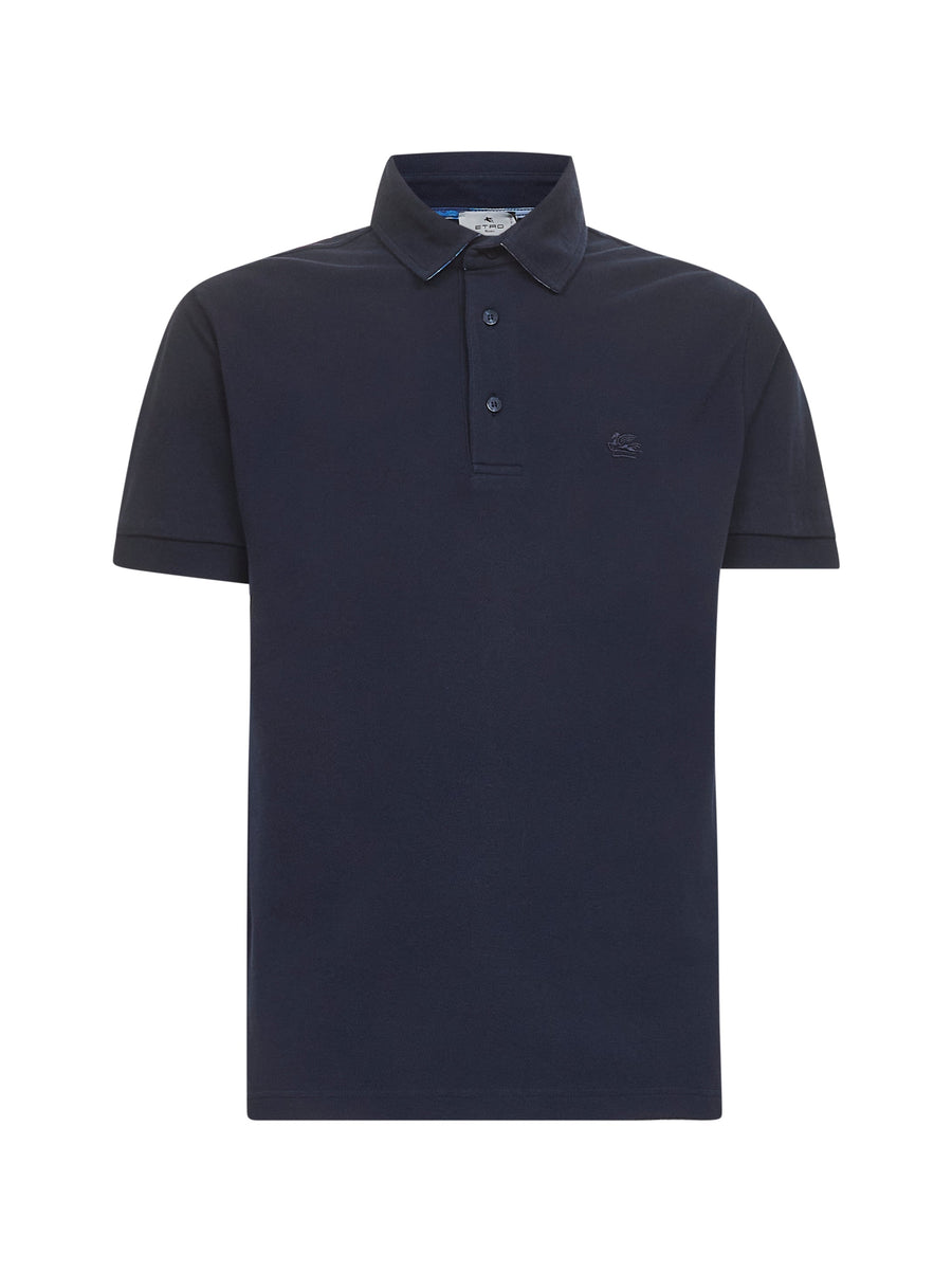 Blue Cotton Piquet Polo Shirt