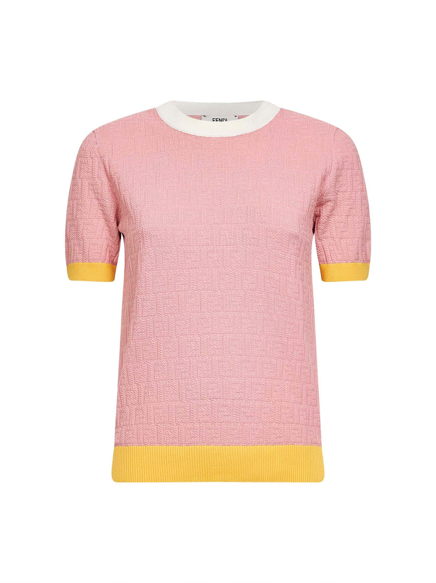 Sweater Ff Jacquard Pink Cotton-Silk