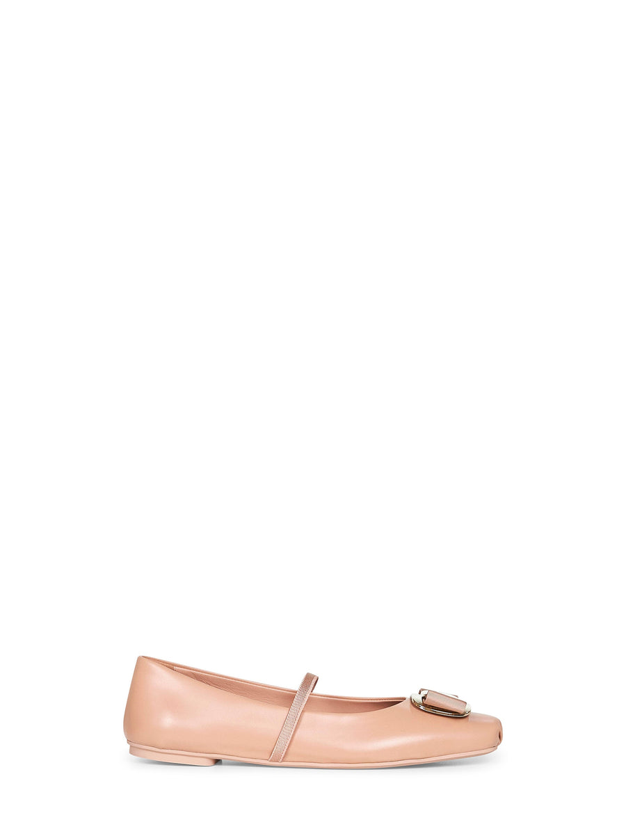 New Vara Plate Ballet Flats Nude Nappa Leather Furs & Skins - Lamb Skin Ballerina Shoes
