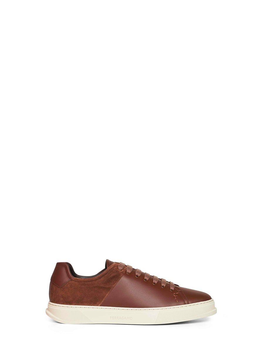 Brown Leather And Suede Low-Top Sneakers Furs & Skins->bos Taurus Trainers