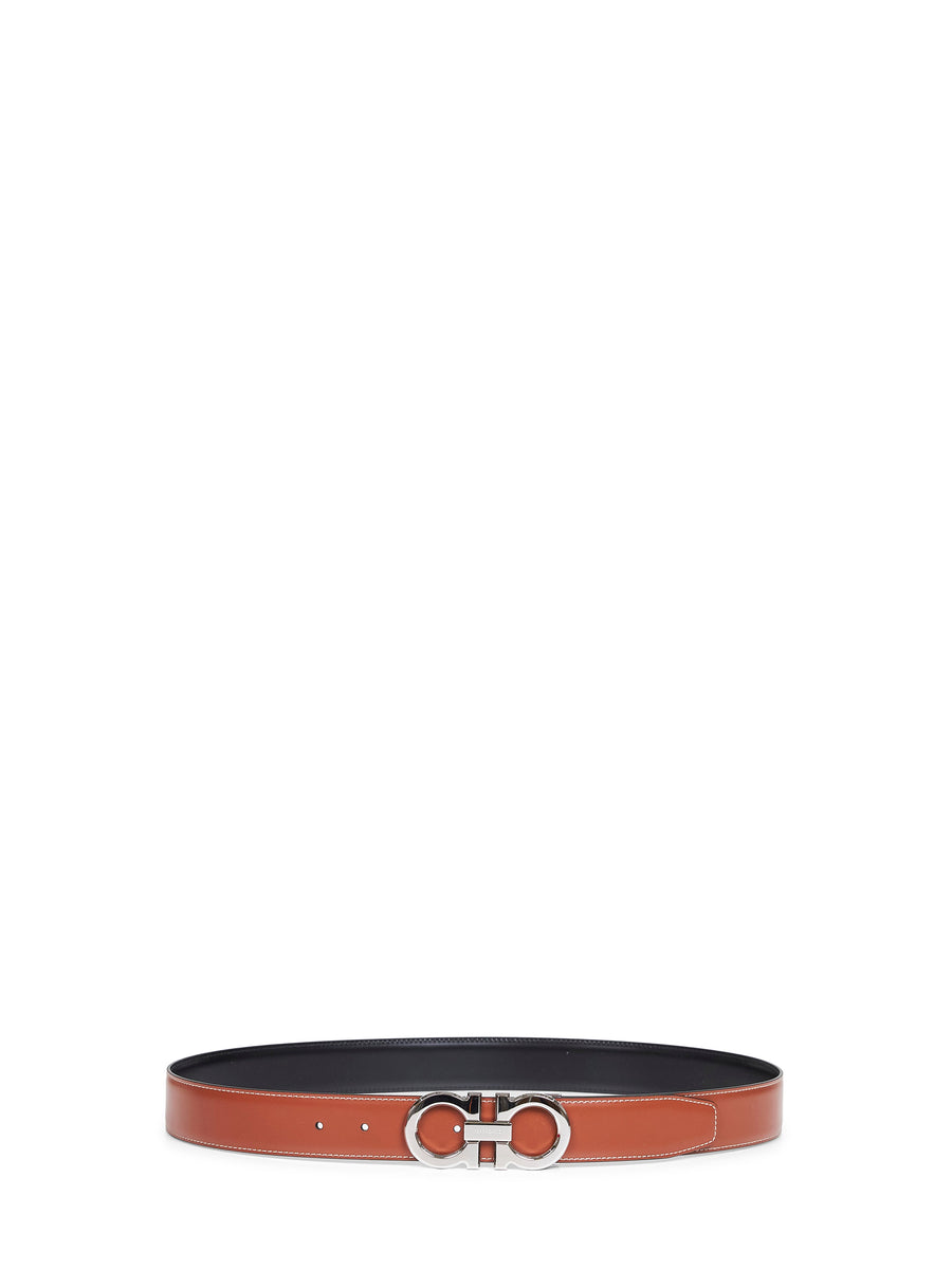 Two-Tone Gancini Reversible Belt Brown Furs & Skins - Calf Leather