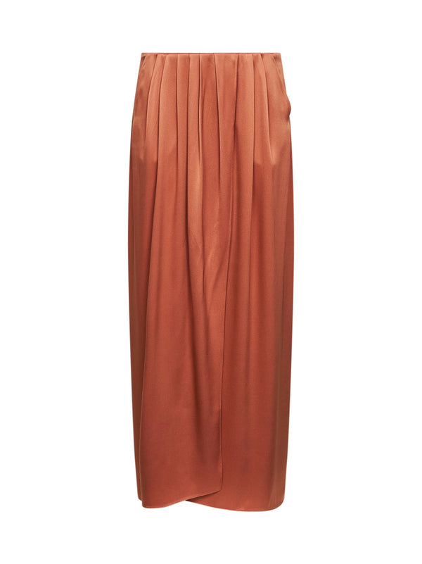 Long Wrap Skirt Orange Silk