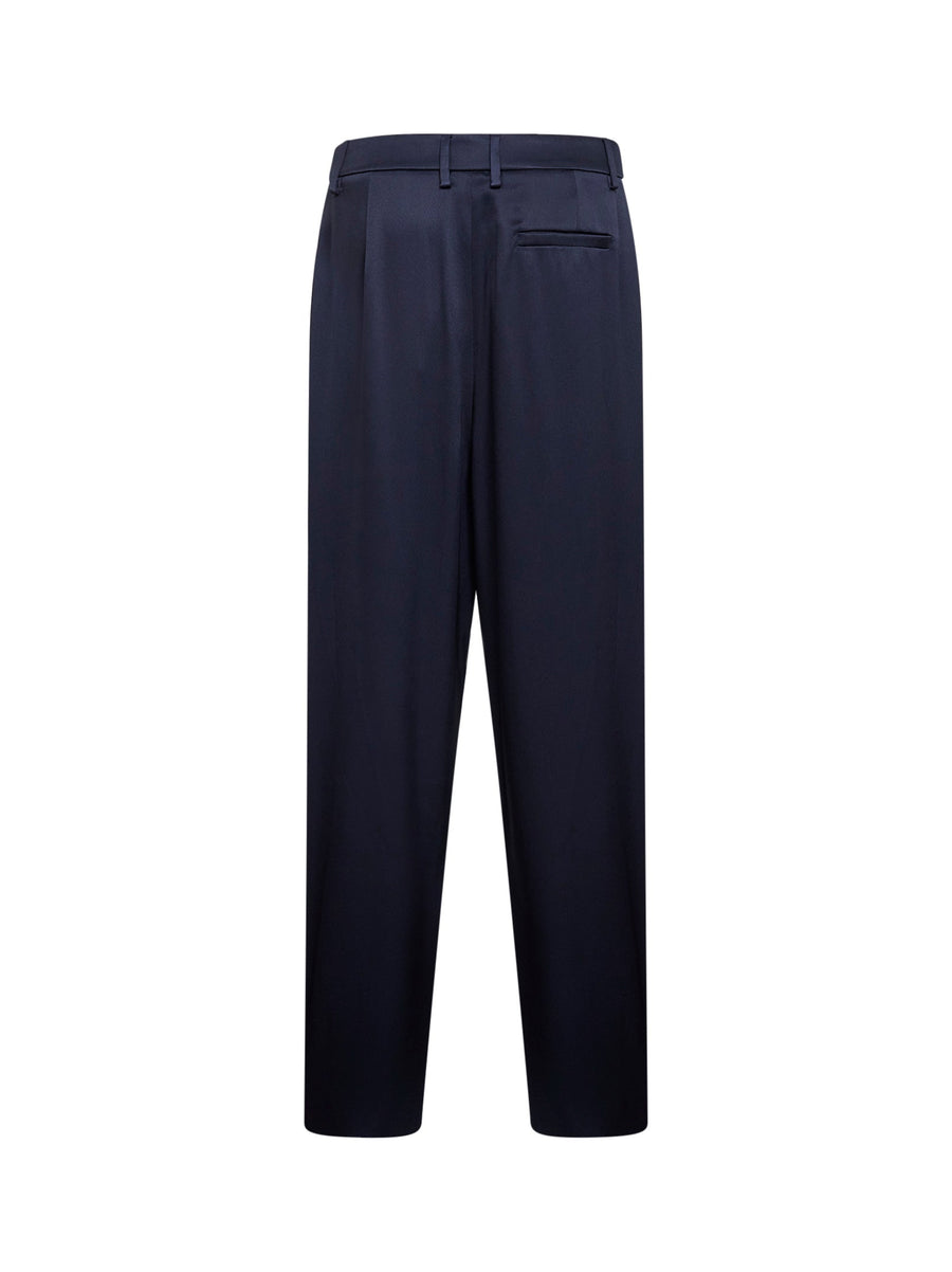 Trousers Double Silk Satin Blue