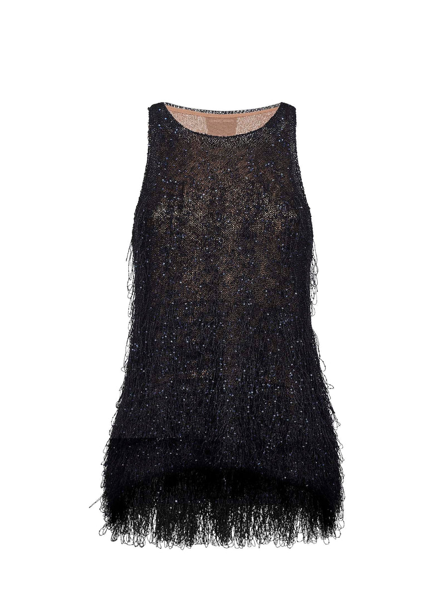 Top Lurex Multicolour With Fringes Polyamide Tops