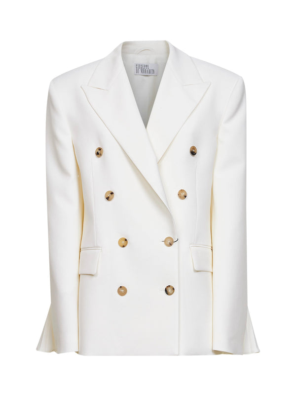Double-Breasted Virgin Wool Blazer White Jacket