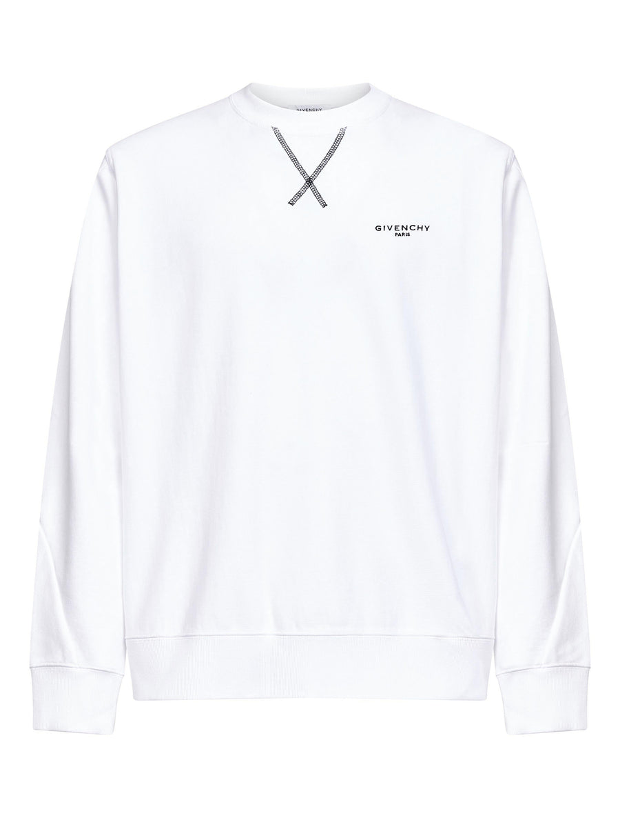 White Brushed Cotton Couture Seam Sweatshirt Sweatshirts