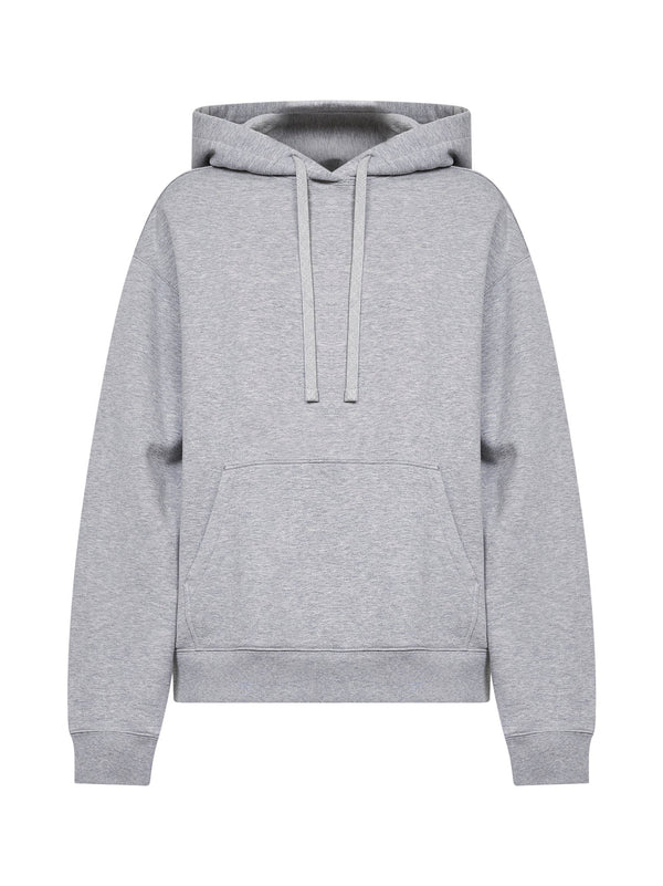 Cotton Hoodie With Pleated Insert Grey Sweatshirts