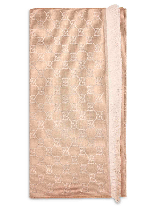 Beige Gg Jacquard Wool Scarf