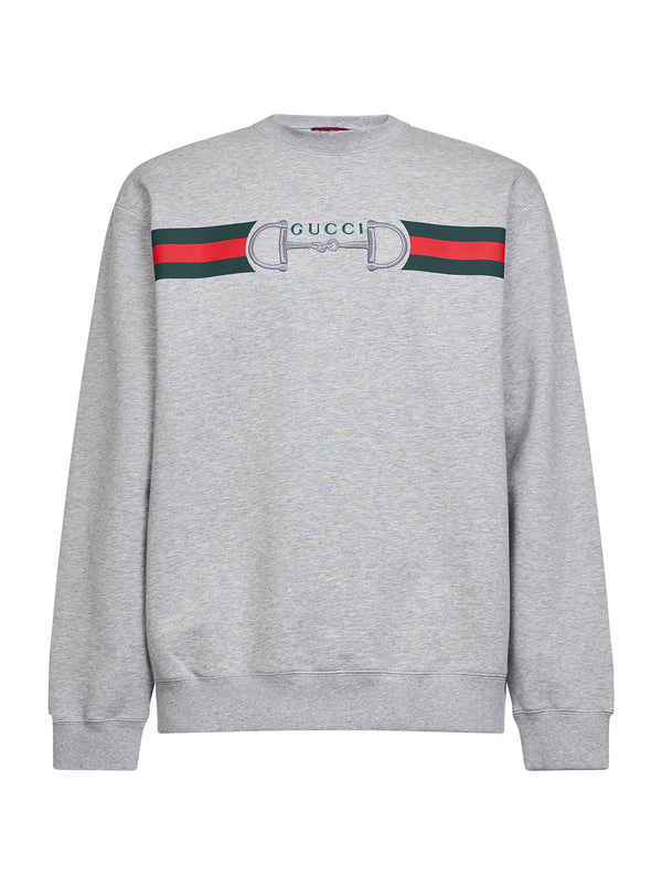 Melange Grey Cotton Printed Sweatshirt Sweatshirts