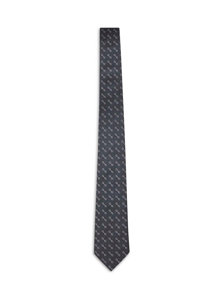 Black Horsebit Silk Jacquard Tie Ties & Bow