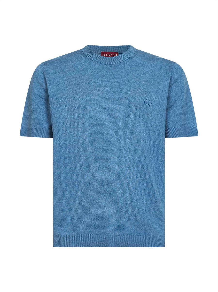 Dusty Blue Cotton Embroidered Sweater Light