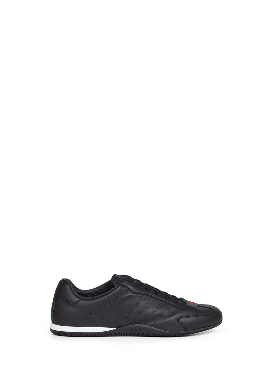 Black Smooth Leather Shift Sneakers Calf Trainers