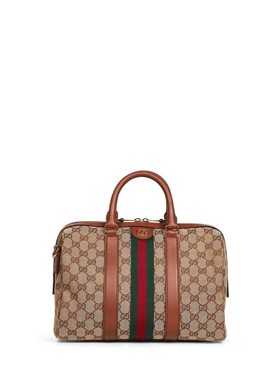 Boston Bag Beige-Brown Polyester Handbags