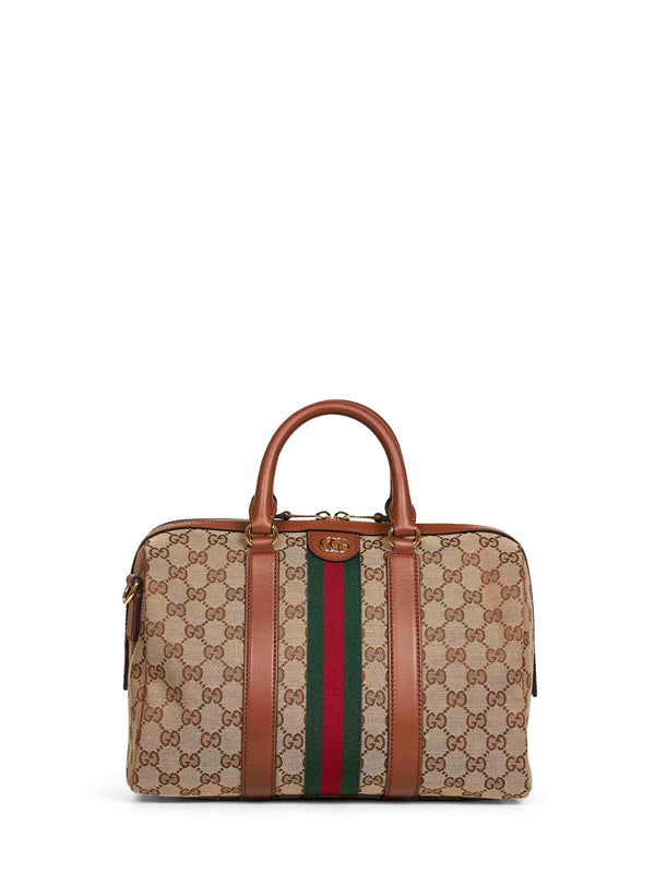 Boston Bag Beige-Brown Polyester Handbags