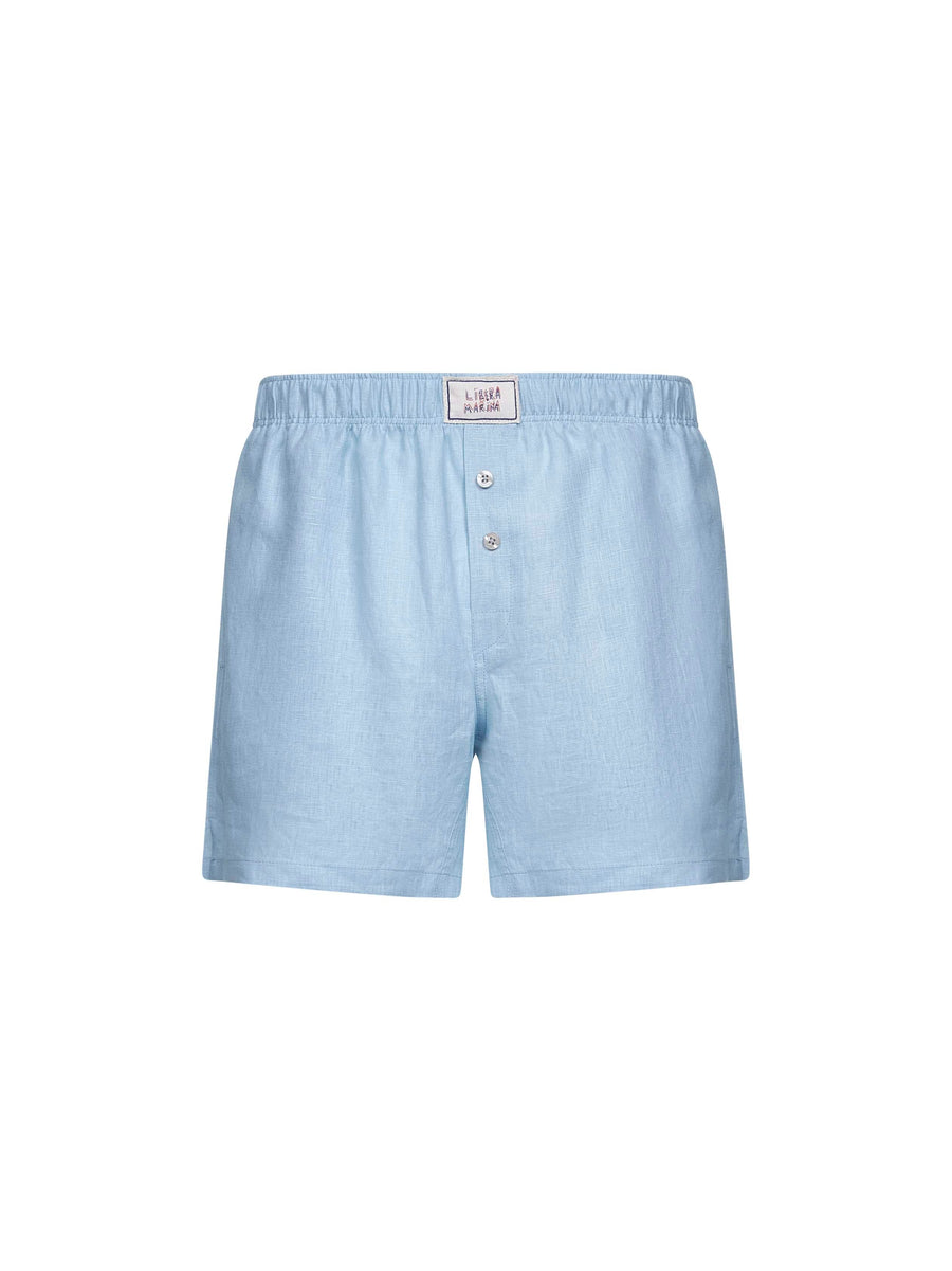 Boxer-Style Shorts Libera Marina Linen Light Blue