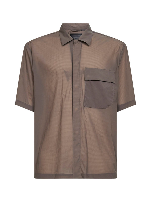 Short-Sleeved Stretch Ripstop Shirt Mud Polyamide