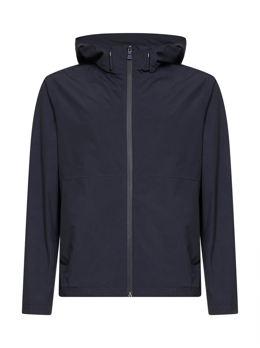 Hooded Windstopper Jacket Blue Polyester Bomber