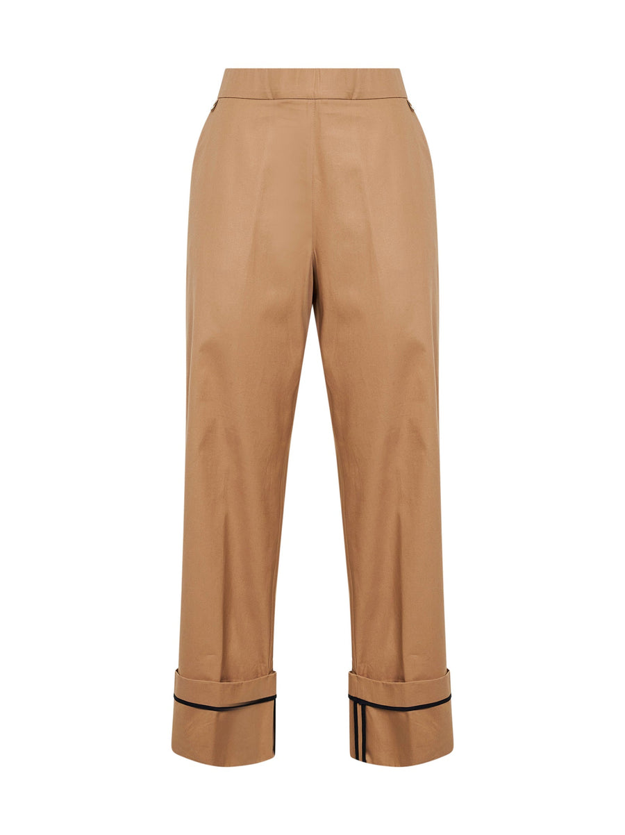 Trousers — Camel Cotton Turn-Up Hems