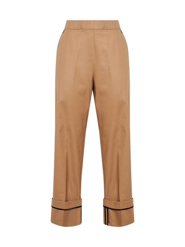 Trousers — Camel Cotton Turn-Up Hems