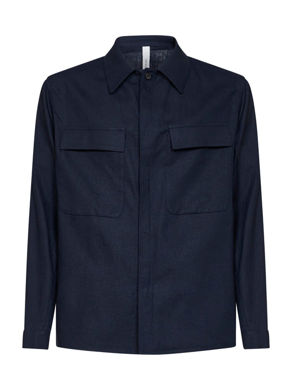 Overshirt Specchiolla Linen-Blend Blue Shirt