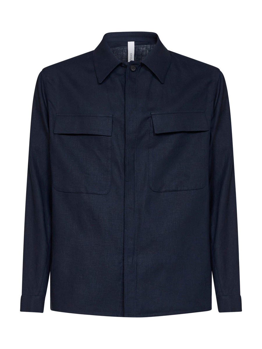 Overshirt Specchiolla Linen-Blend Blue Shirt