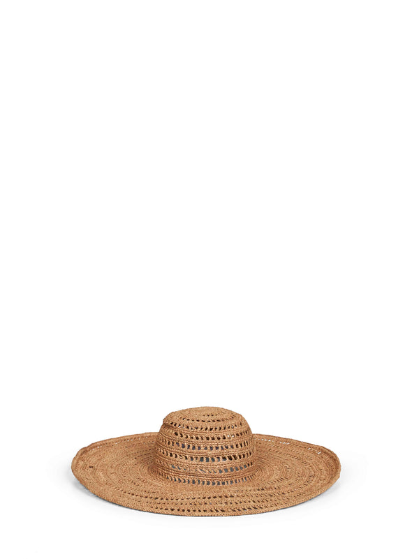 Floppy Beach Hat Raffia Beige