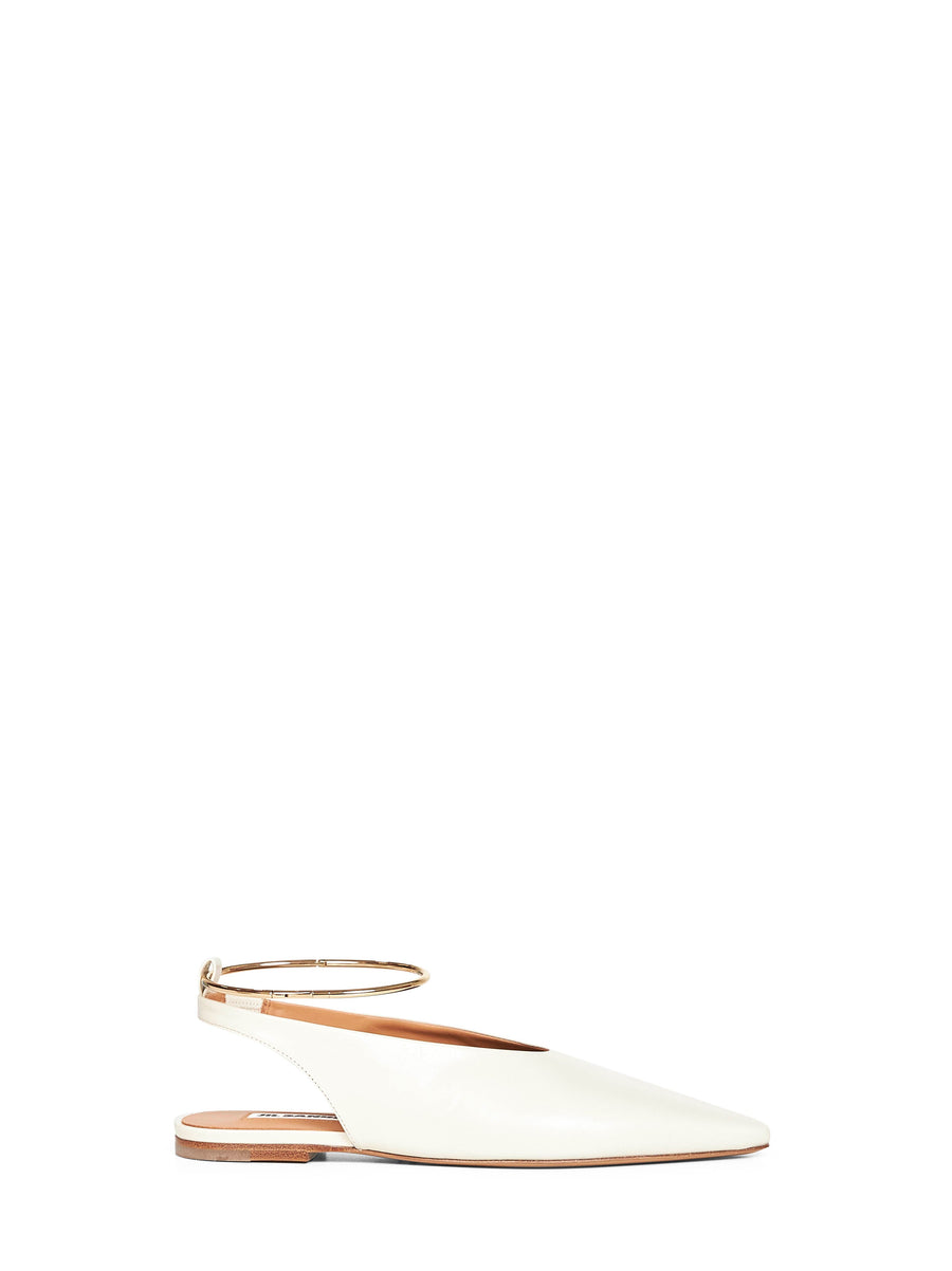 Bone Pointed Toe Slingback Ballet Flats Goatskin Ballerina Shoes