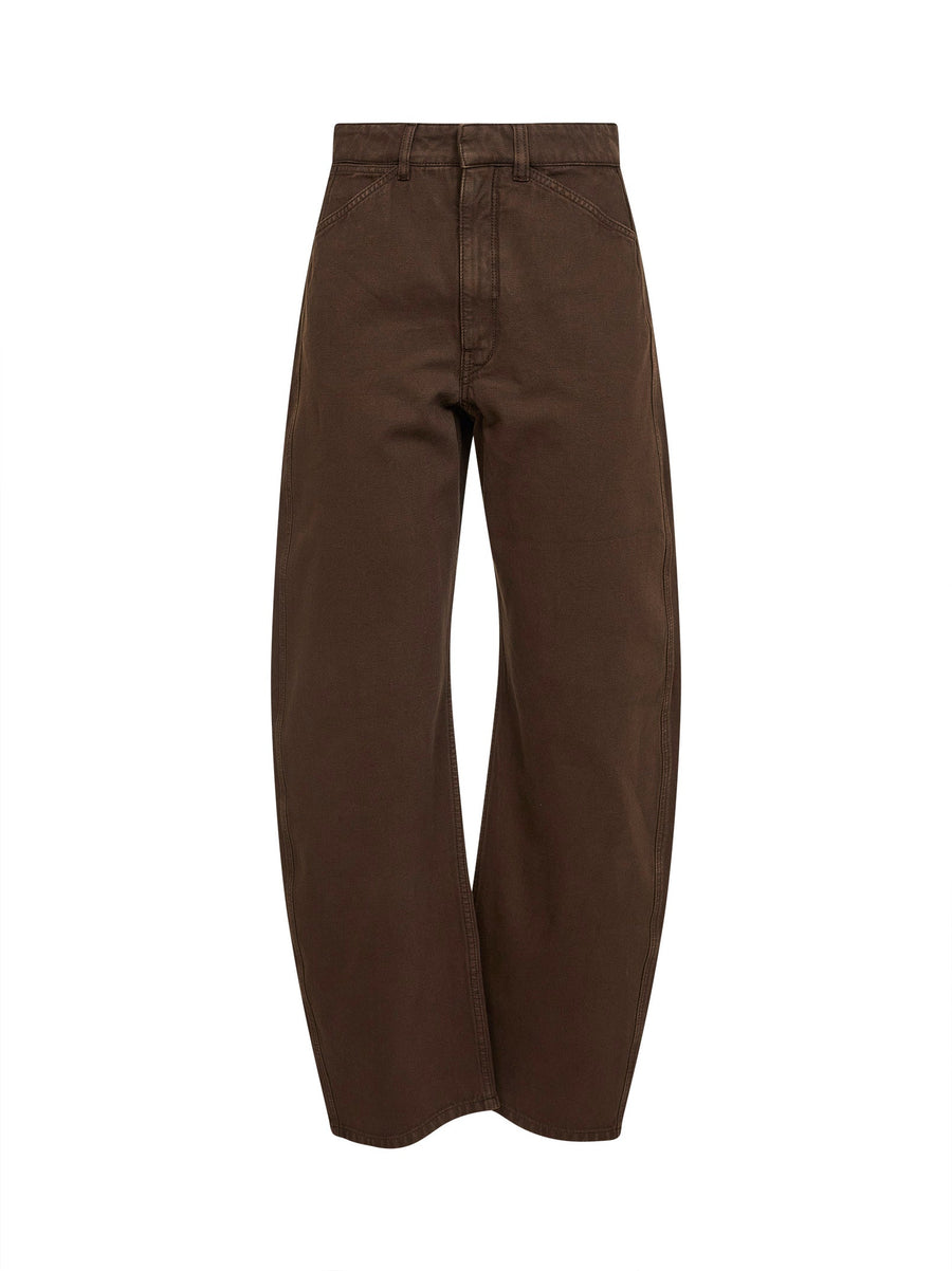 High Waisted Curved Jeans Cocoa Коричневый Хлопок