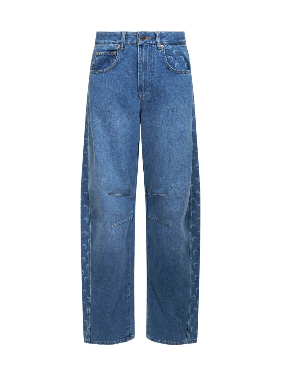 Baggy Jeans Moon Laser Light Blue Cotton