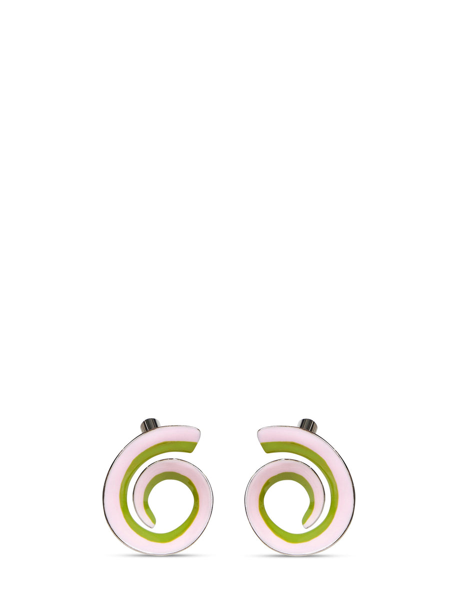 Earrings Soft Pink Enameled Metal Spiral Розовый Латунь