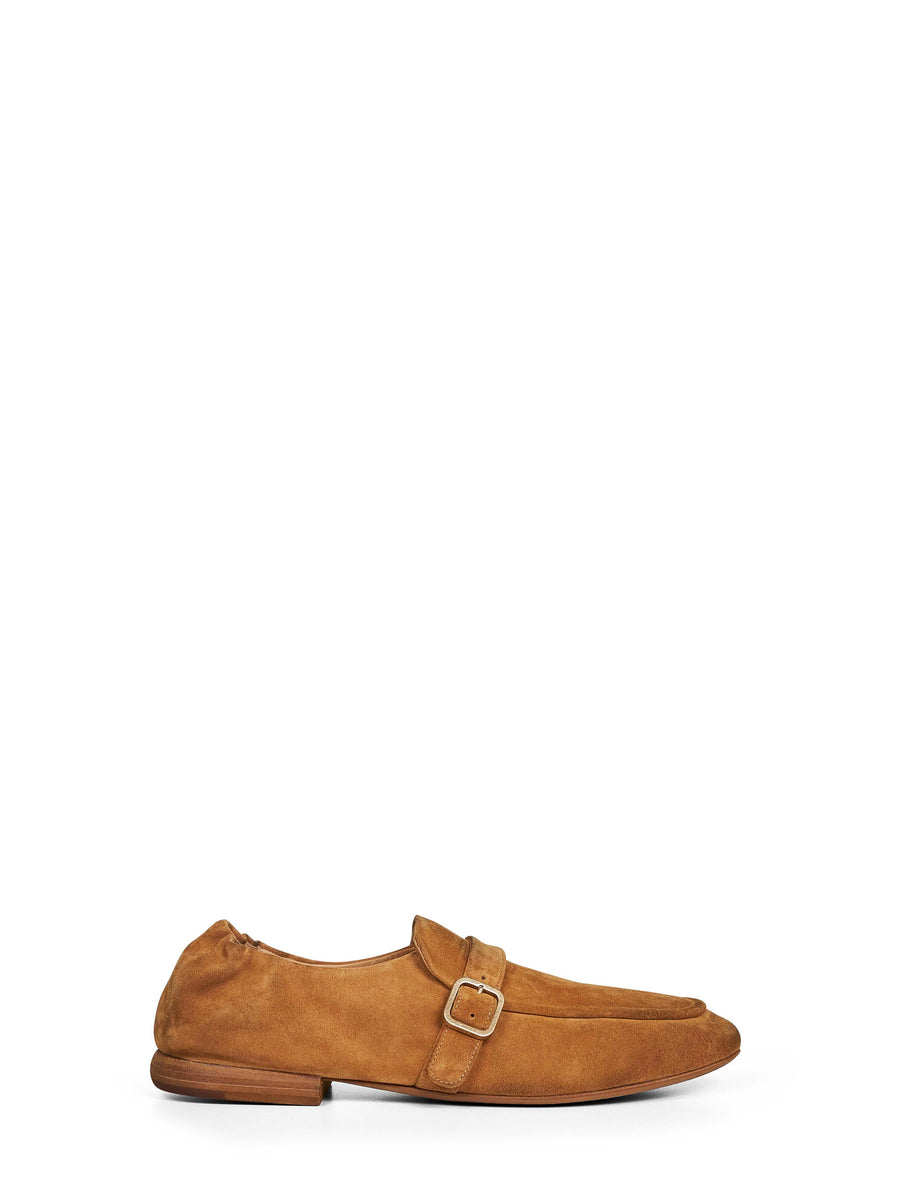 Wood Mandolo Suede Loafers Camel Calf Leather