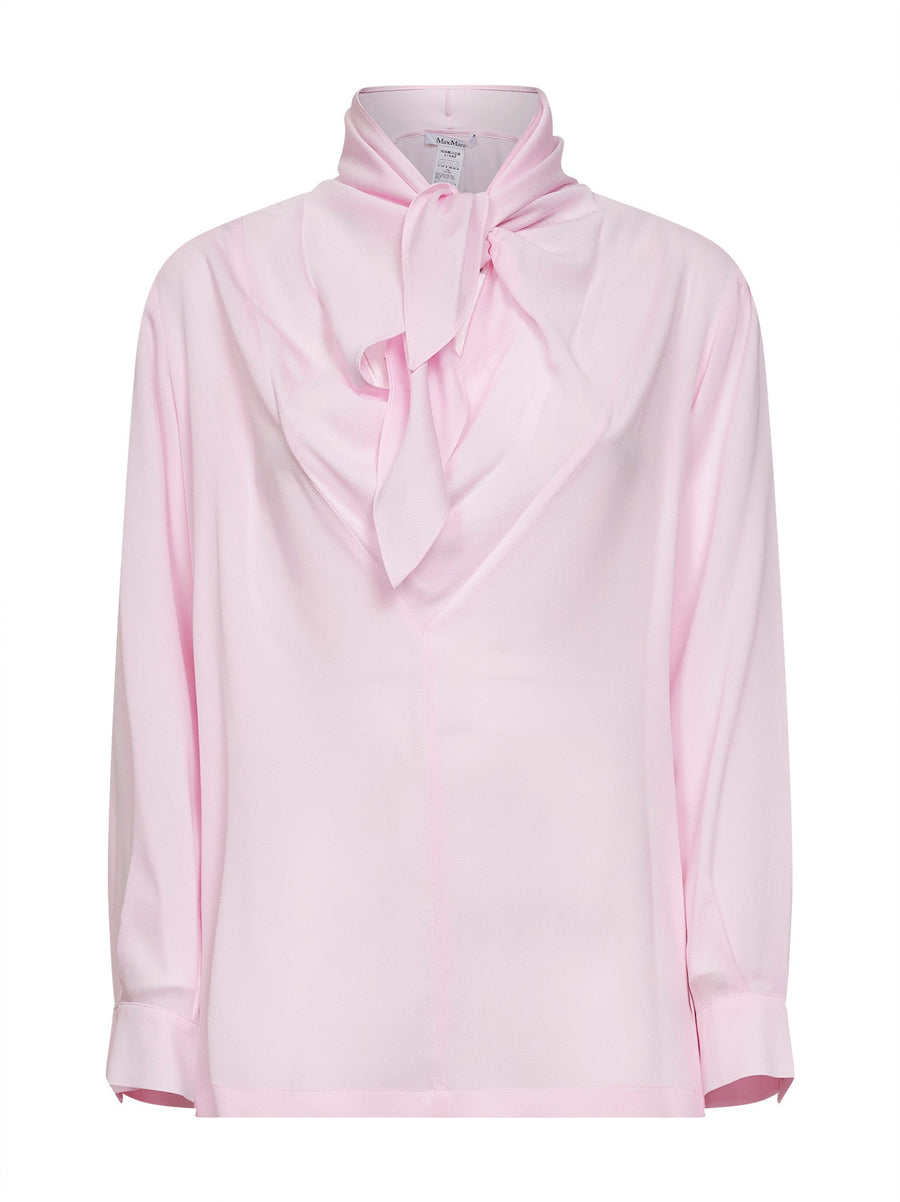 Pink Silk Charmeuse Blouse With Foulard Collar Shirt