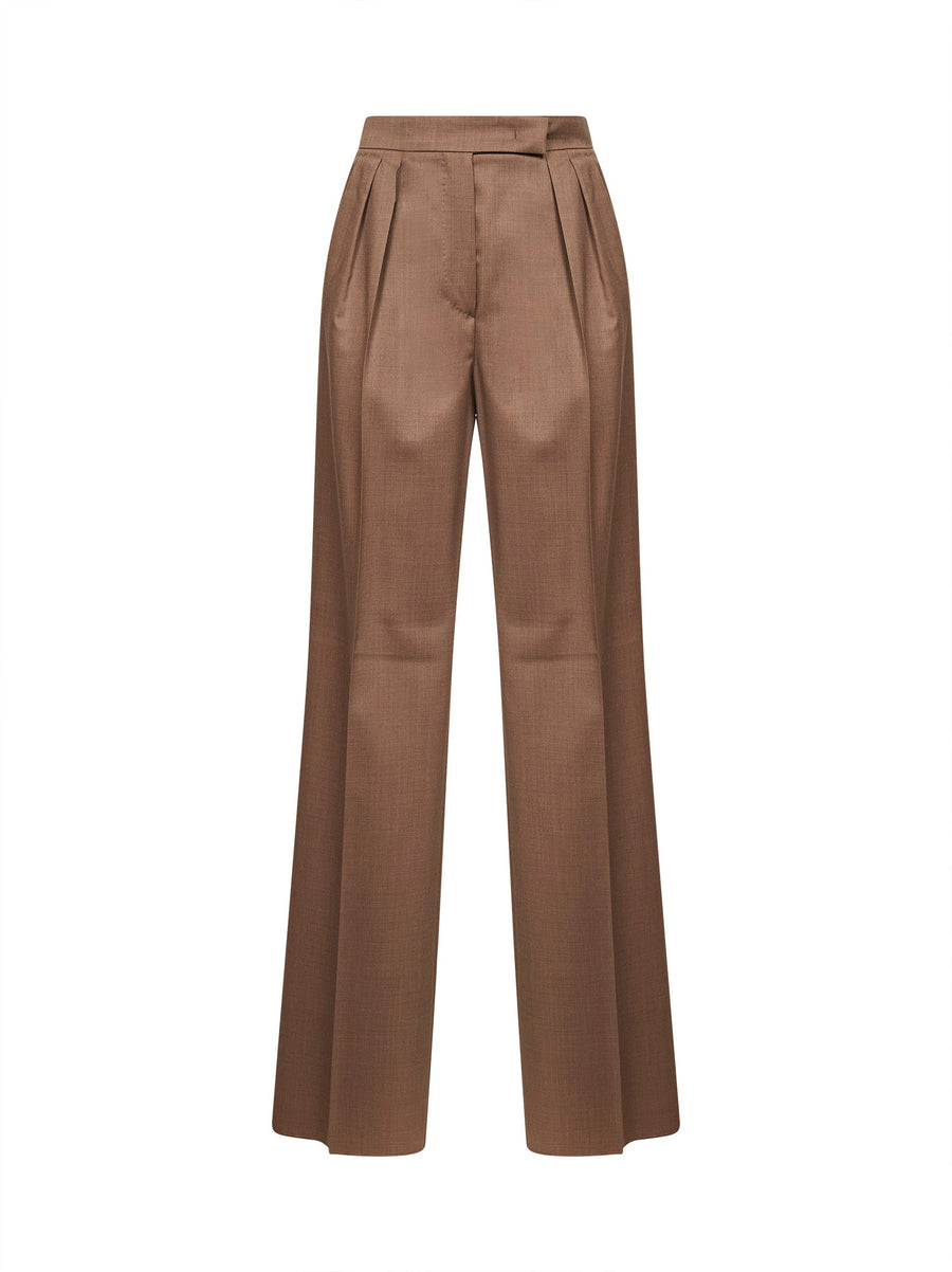 Hazelnut Twill Straight Trousers Virgin Wool